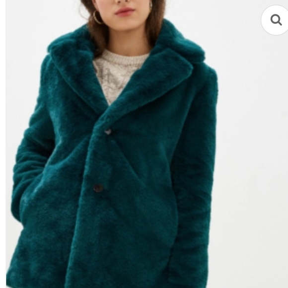 Banana Republic Green Faux Fur Coat - Picture 2 of 9